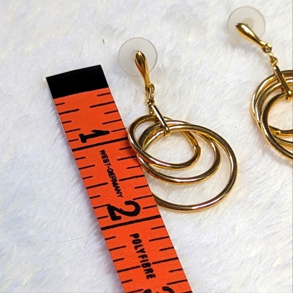 Vintage Goldtone Multi-Hoop Pierced Earrings - Picture 3 of 6